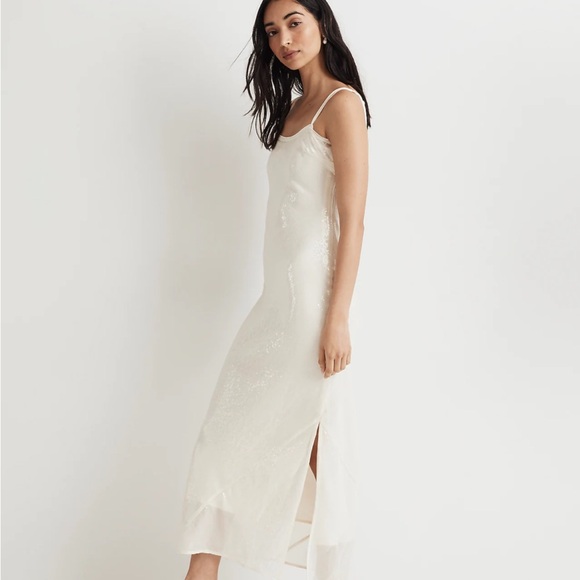 Madewell Dresses & Skirts - NEW WITH TAGS Madewell x Aimee Song Alabaster Cream Sequin Slip Maxi Dress 4